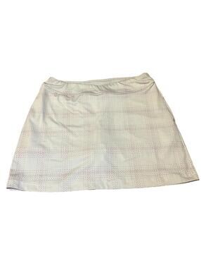 Under Armour Skort Size Small Plaid White Green Back Zipper And Pocket